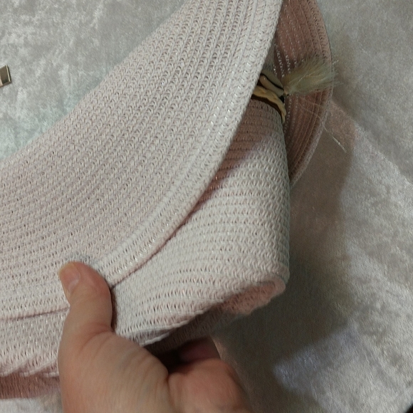 Woven Western Straw Beach Hat Cowrie Cowry Shells Tassels Tinted White Boho - Picture 7 of 15